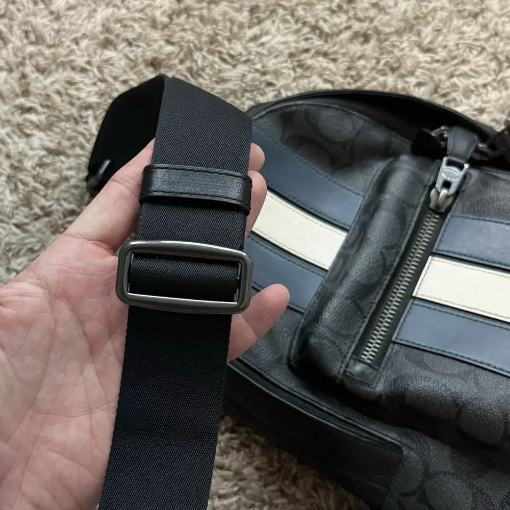 Coach 2999 West Pack In Signature Canvas Leather Varsity Stripe Sling Backpack
